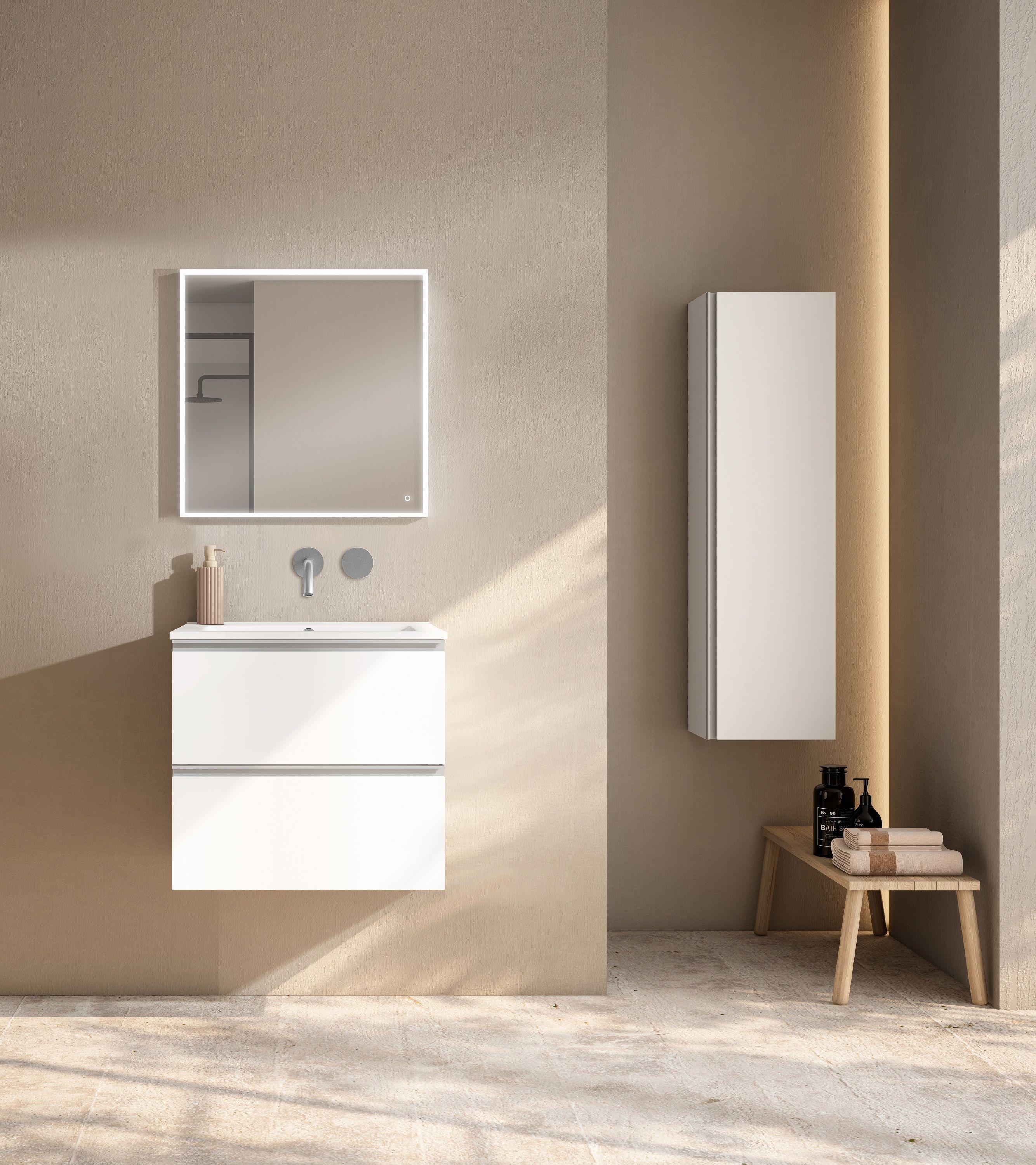 Купить visobath granada, пенал 34.5 см, дверь распашная c хромированной ручкой, цвет белый матовый лак (b-ada) оптом