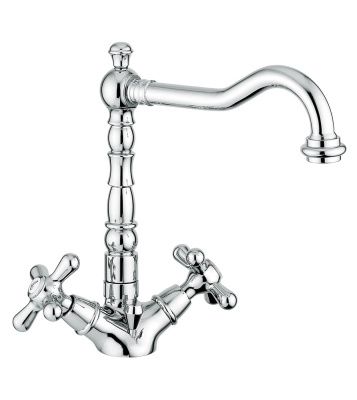 Купить смесители Emmevi Deco Old, двухвентильный смеситель для раковины (излив 19 см), с донным клапаном, цвет хром-золото оптом