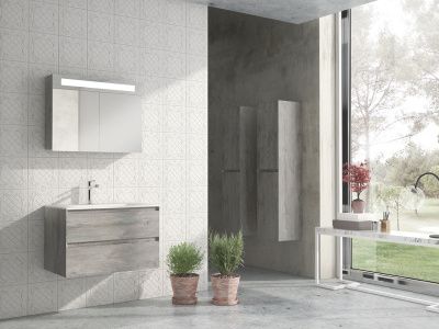 Купить ibx marina 100 см: тумба (2 ящика) и белая керамическая раковина, цвет мебели натуральный оптом