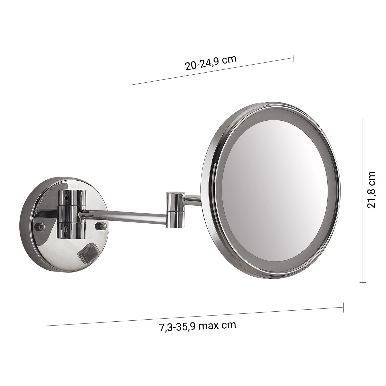 Купить gedy eva, настенное круглое косметическое зеркало (5x) с led подсветкой, цвет хром оптом