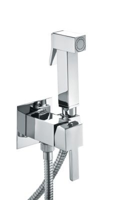 Купить fiore shower, набор гигиенического душа квадратной формы, со смесителем на х/г воду, цвет сталь оптом