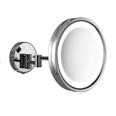 Купить gedy vincent, настенное круглое косметическое зеркало (5x) с led подсветкой (кабель и вилка), цвет хром оптом
