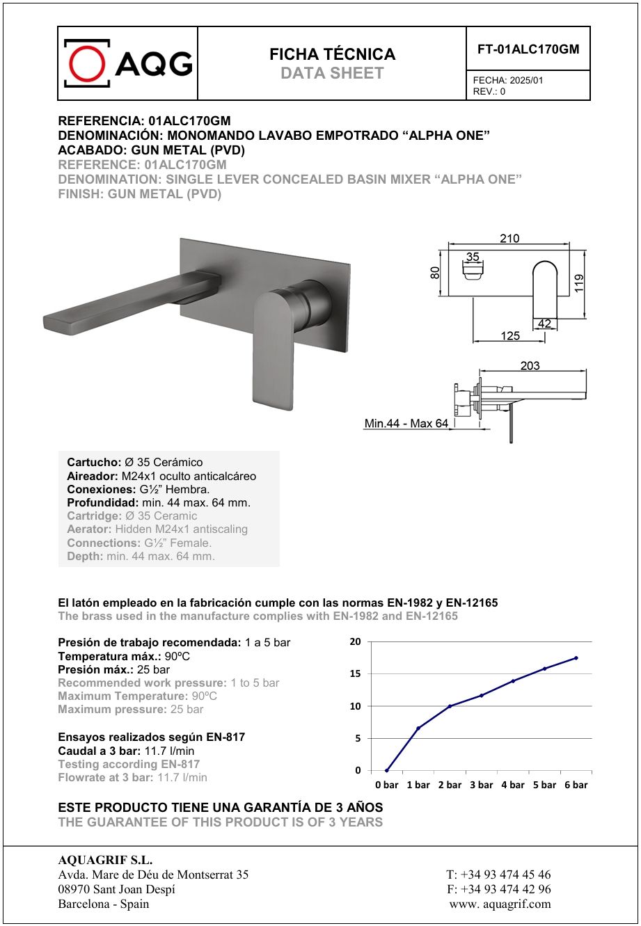 Купить aqg alpha one, встраиваемый в стену однорычажный смеситель для раковины, цвет оружейная сталь (pvd) оптом Купить aqg alpha one, встраиваемый в стену однорычажный смеситель для раковины, цвет оружейная сталь (pvd) оптом