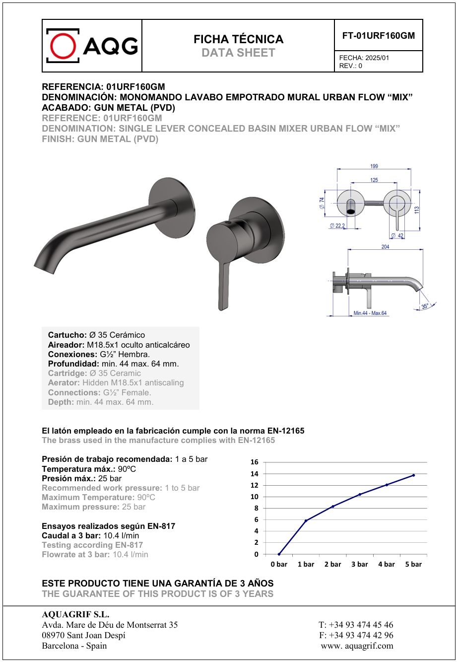Купить aqg urban flow two, встраиваемый в стену однорычажный смеситель для раковины, цвет оружейная сталь (pvd) оптом Купить aqg urban flow two, встраиваемый в стену однорычажный смеситель для раковины, цвет оружейная сталь (pvd) оптом