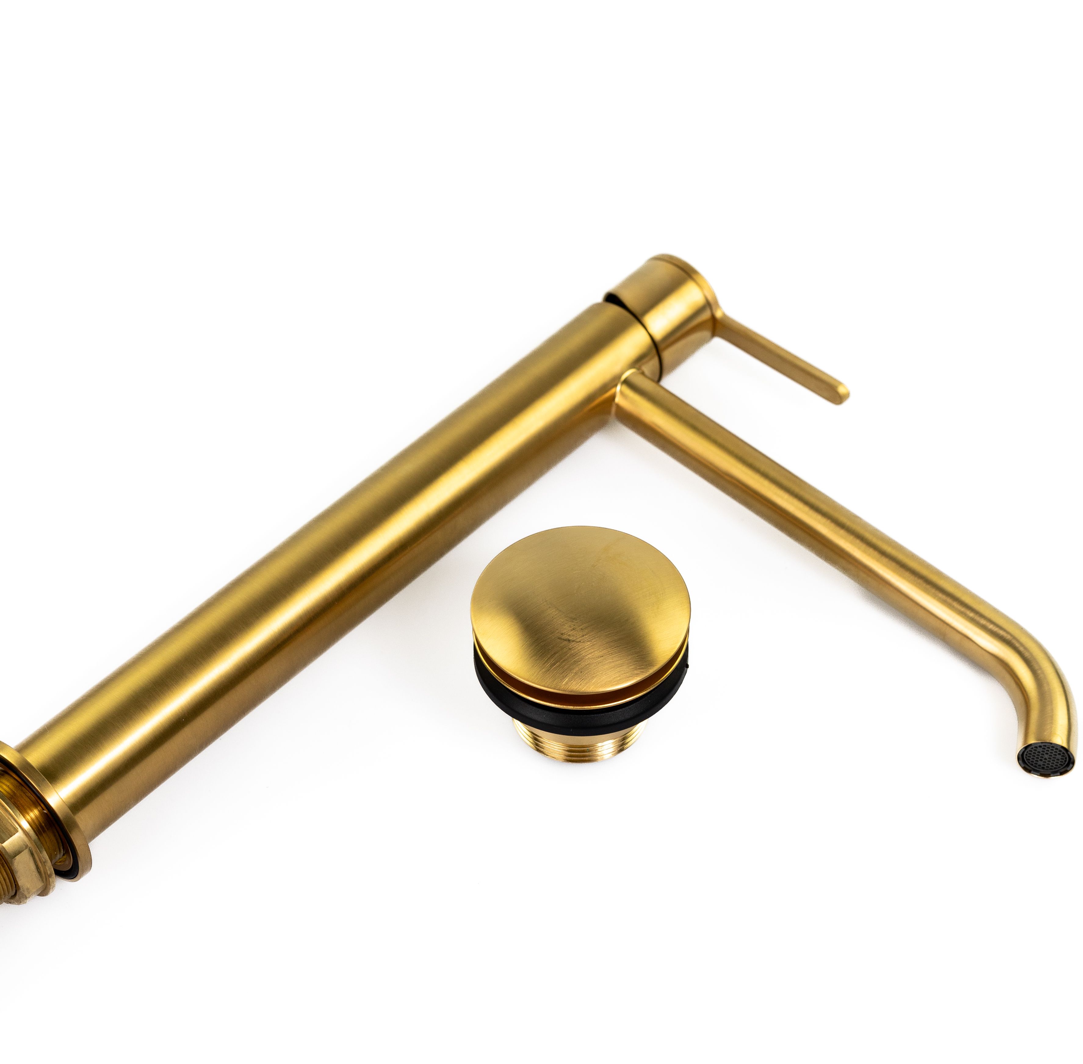 Купить смесители Emmevi Filobrass, высокий однорычажный смеситель для раковины (излив 20 см), с донным клапаном click-clack, цвет брашированное золото оптом Купить смесители Emmevi Filobrass, высокий однорычажный смеситель для раковины (излив 20 см), с донным клапаном click-clack, цвет брашированное золото оптом