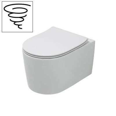 Купить white ceramic geo, комплект подвесного унитаза c вихревым смывом и быстросъемным ультратонким сиденьем микролифт, цвет белый глянцевый оптом