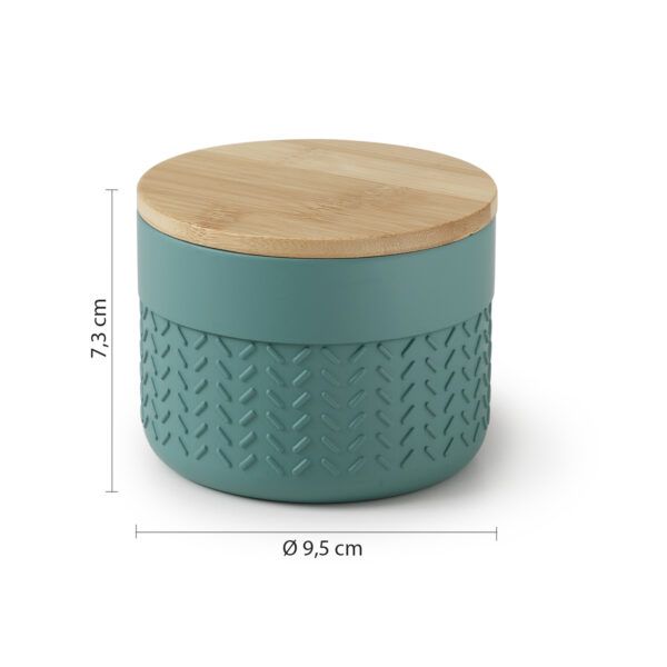 Купить gedy thea, настольный круглый контейнер с крышкой, цвет зеленый/бамбук оптом