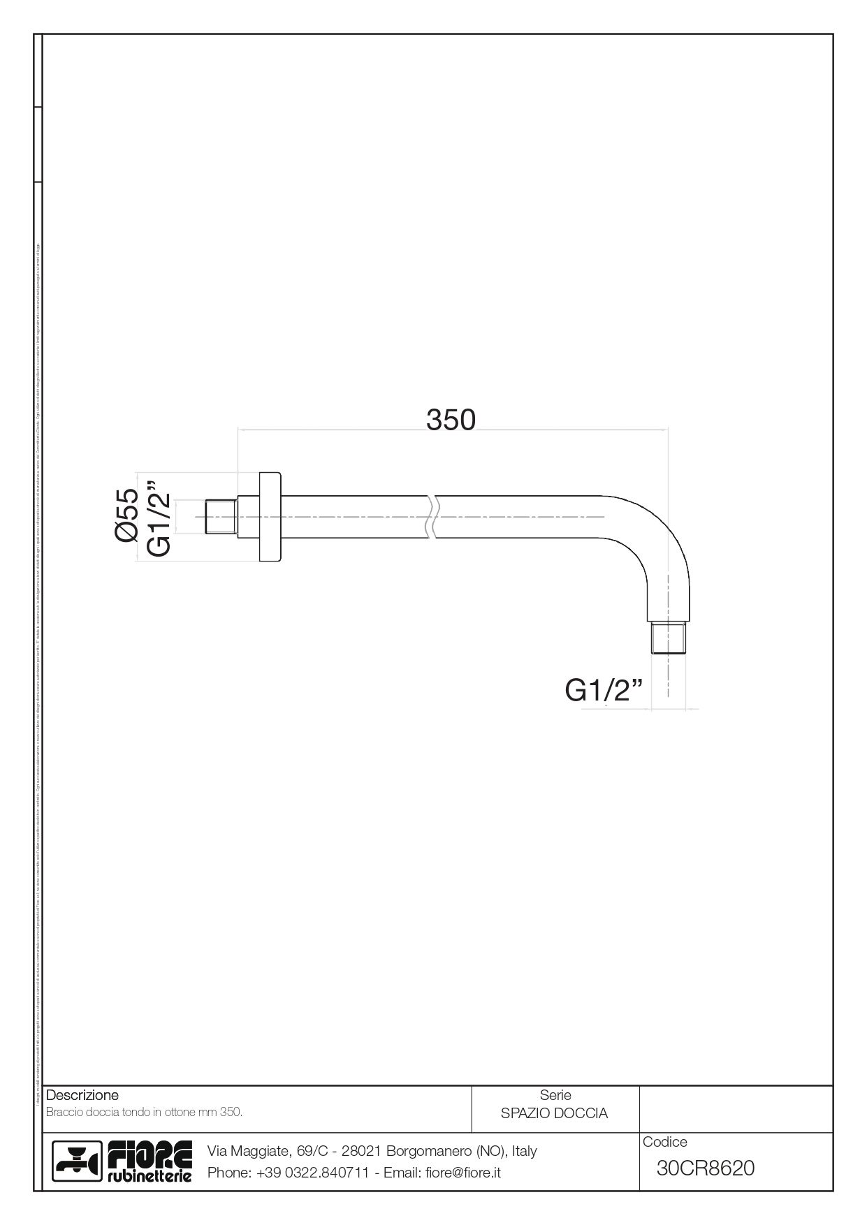 Купить fiore shower, круглый настенный кронштейн для верхнего душа, длина 35 см, цвет бронза   оптом