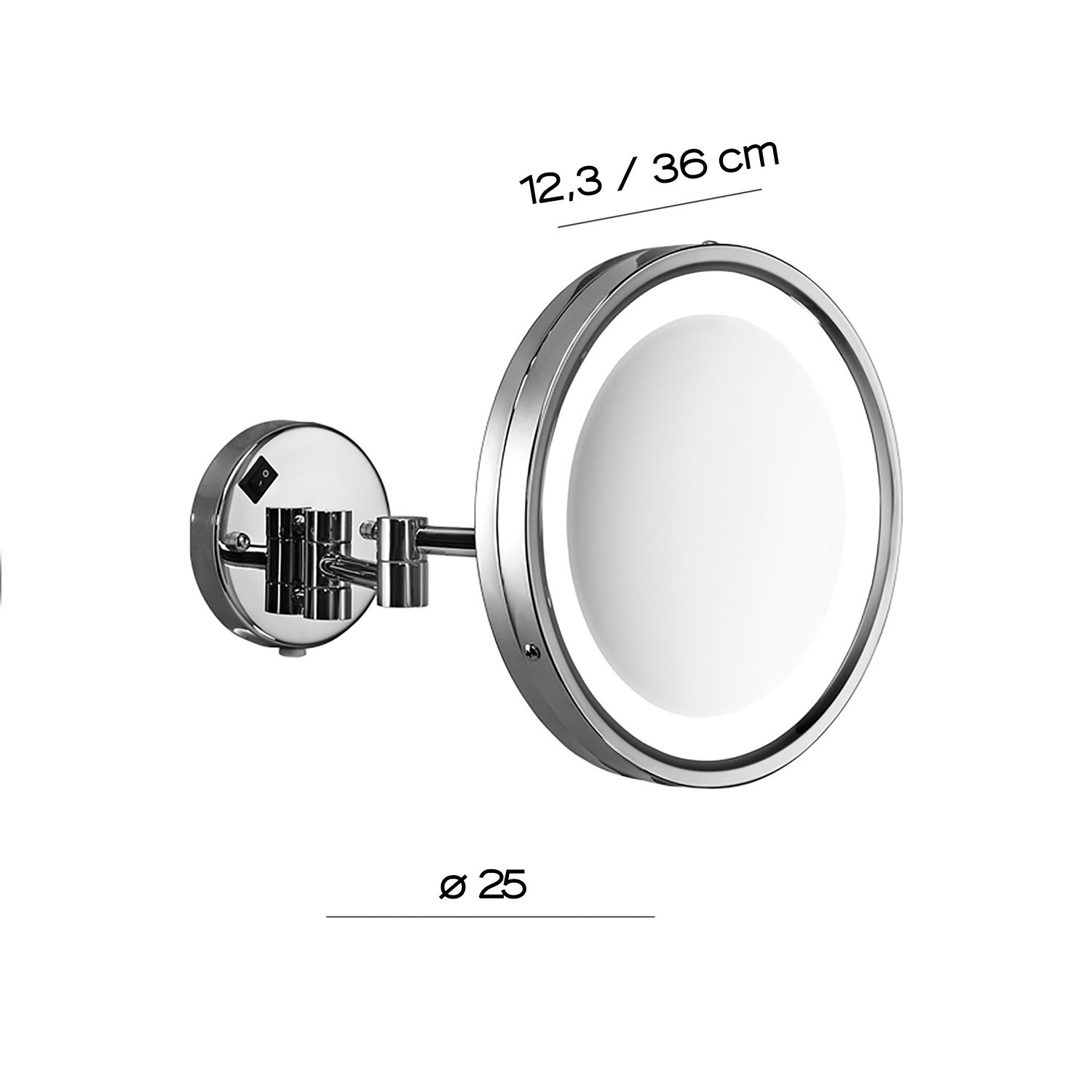 Купить gedy vincent, настенное круглое косметическое зеркало (5x) с led подсветкой (кабель и вилка), цвет хром оптом