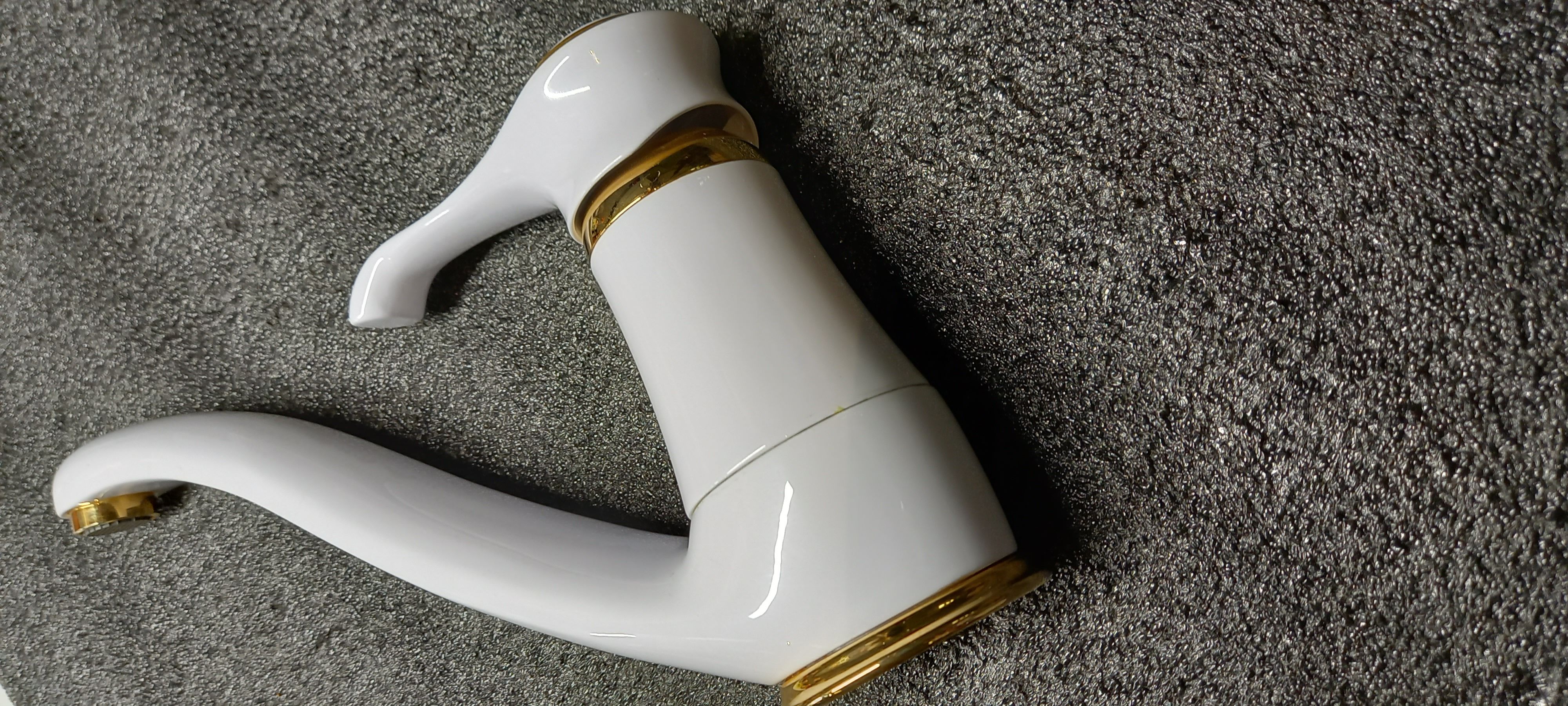 Emmevi Tiffany, 6095-5/BO, однорычажный кухонный смеситель (поворотный излив 22 см), без донного клапана, цвет белый/золото  