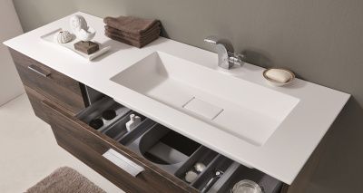 Купить puris milano, белая раковина из мин литья левая 150 см, цвет белый матовый