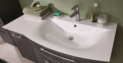 Купить puris linea, белая раковина из мин литья левая 100 см, цвет белый глянцевый