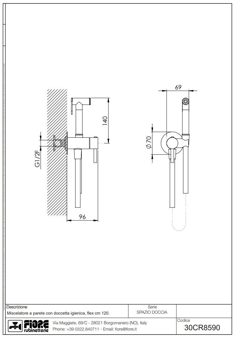 Купить fiore shower, набор гигиенического душа круглой формы, со смесителем на х/г воду, цвет черный матовый оптом