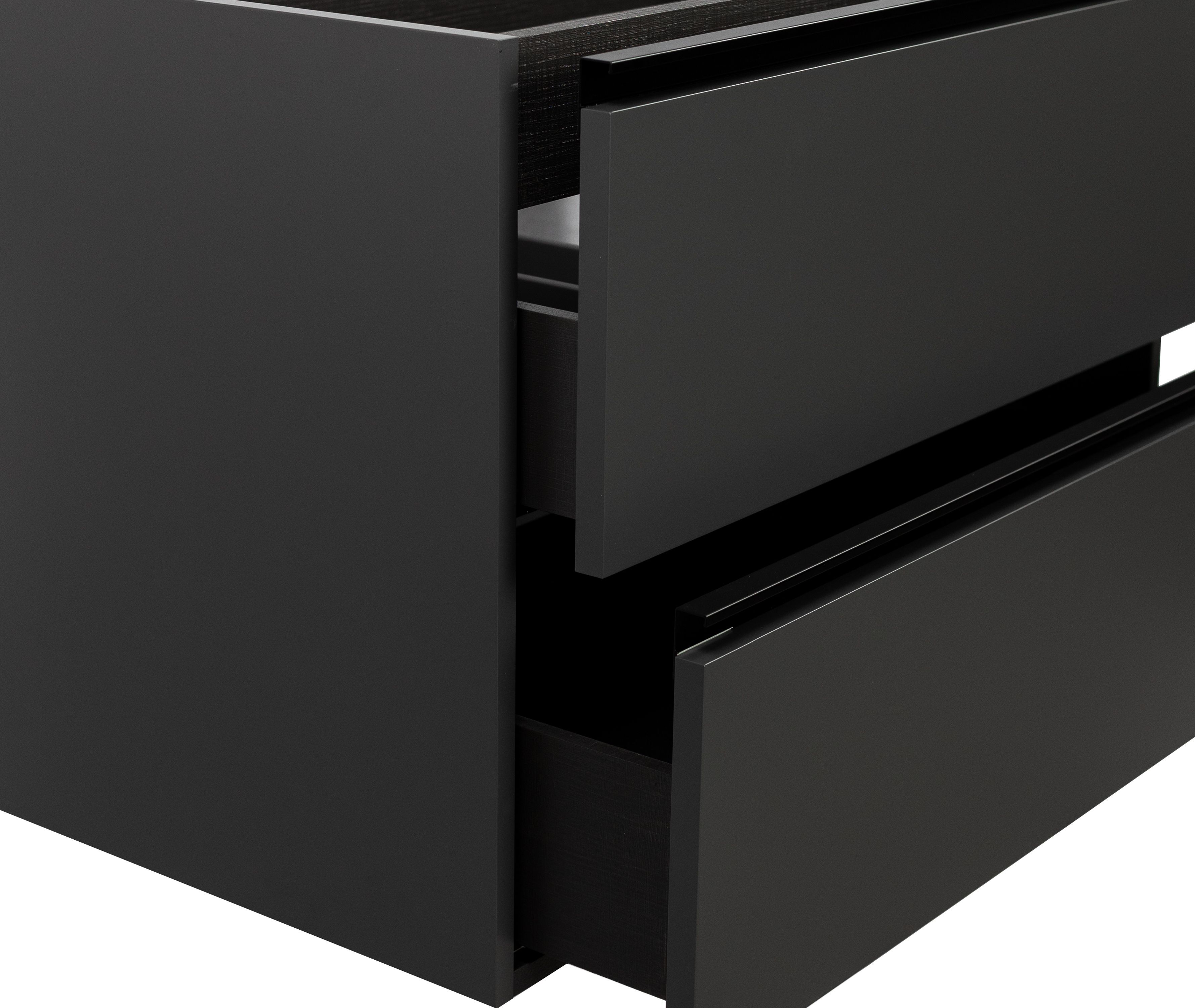 Купить visobath granada, тумба 80 см, 2 ящика c черными ручками, цвет пепельный матовый лак (ceniza) оптом