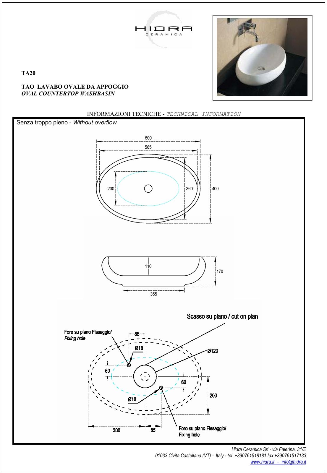 Купить hidra tao, накладная овальная раковина 60x40x17h см, цвет белый матовый оптом Купить hidra tao, накладная овальная раковина 60x40x17h см, цвет белый матовый оптом